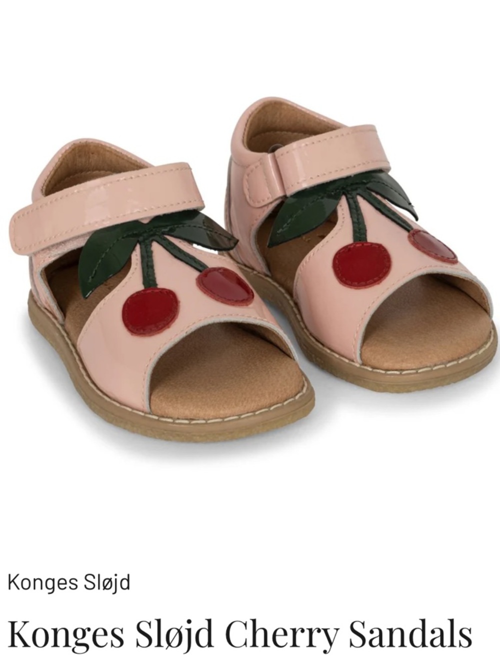 Konges Slojd Pink Cherry Patent Sandals with Velcro Strap 26